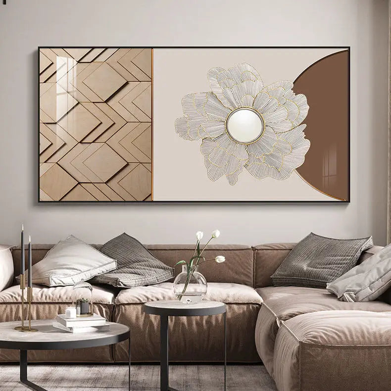 Abstract Sun & Moon Canvas Wall Art for Modern Loft Decor