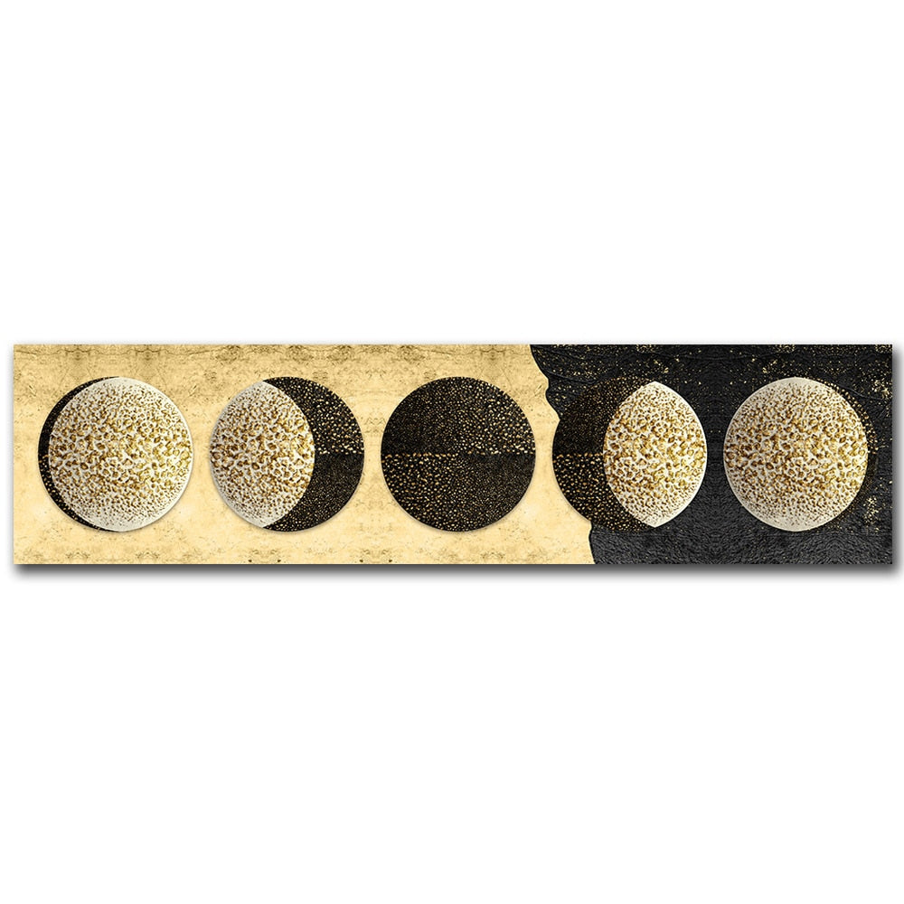 Moon Phases Black & White Canvas Wall Art for Bedroom & Living Room