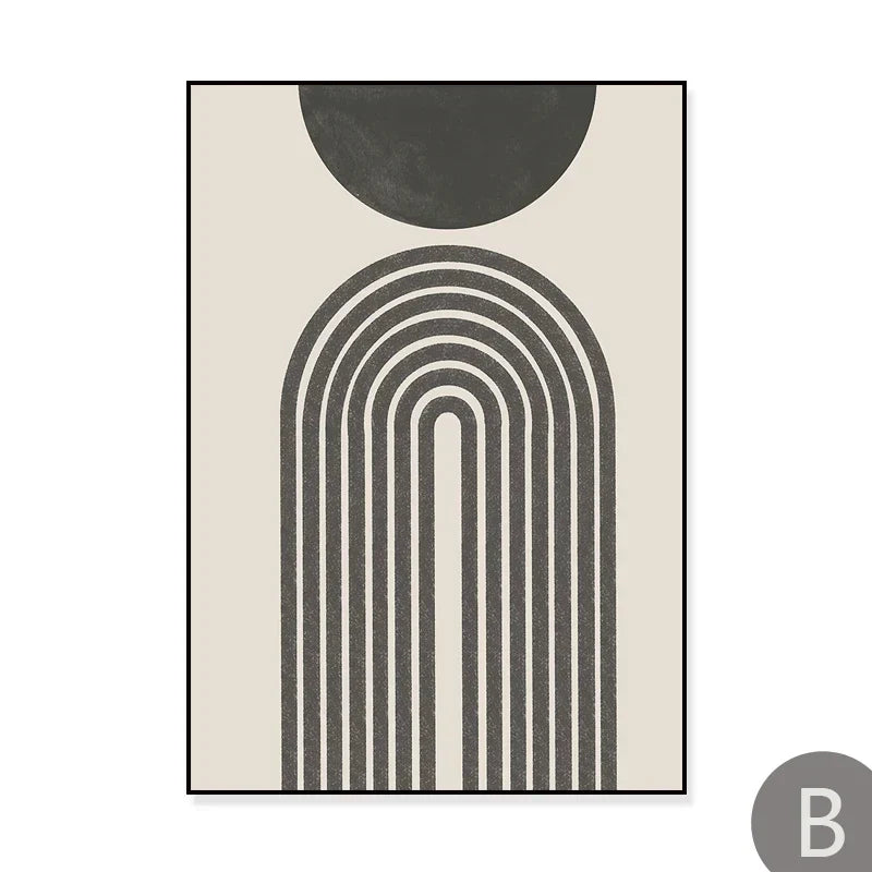 Sun Sea Circles Minimalist Line Art Canvas Prints for Modern Decor