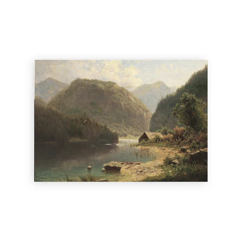 Rustic Vintage Landscape Oil Painting Mountain Forest Wall Art Fine Art Canvas Prints Gallery Wall Pictures For Living Room Dining Room Art Decoration | Kunsthaus Atelier-Homeandso