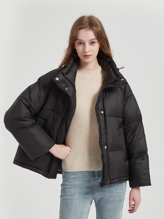 Reversible Quilted Down Jacket with Stand Collar