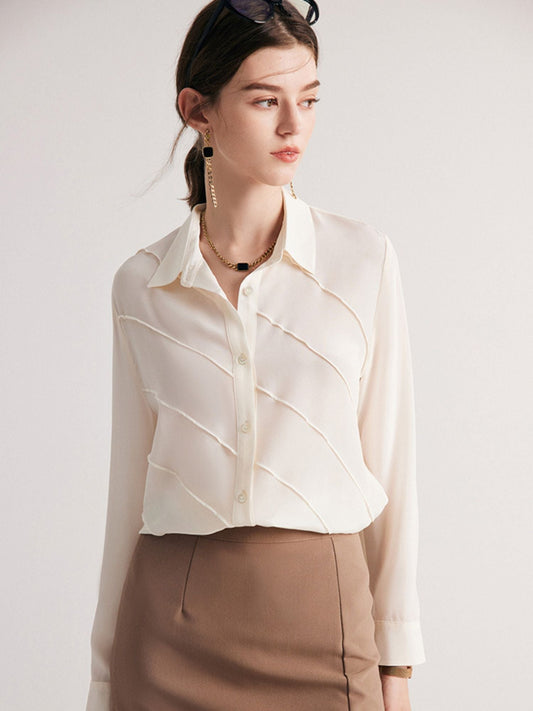 Structured Striped Silk Blouse