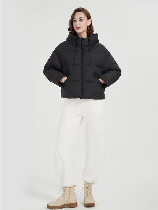 Thick Down Jacket with Hood and Pockets