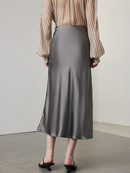 Silk Blend Flared Midi Skirt