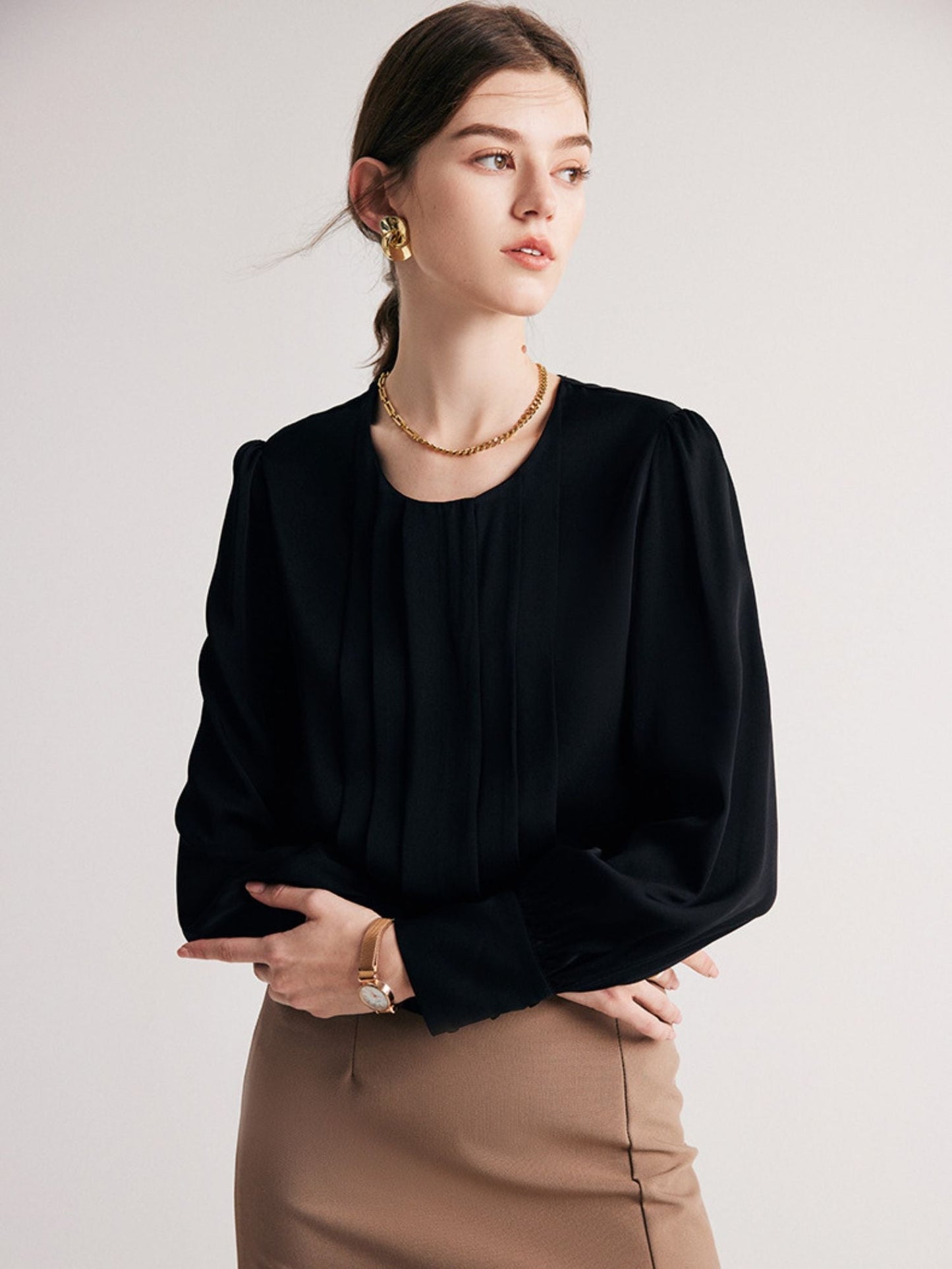 Round Neck Silk Blouse