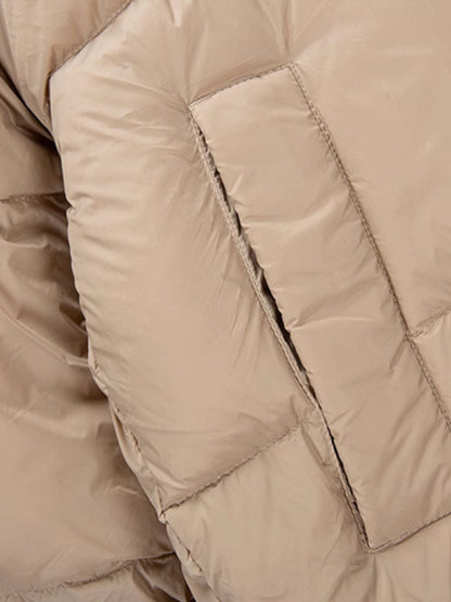 Reversible Quilted Down Jacket with Stand Collar