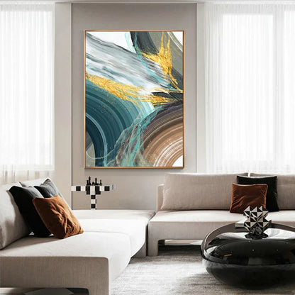 Abstract Green Brown Splash Canvas Art for Modern Home Decor