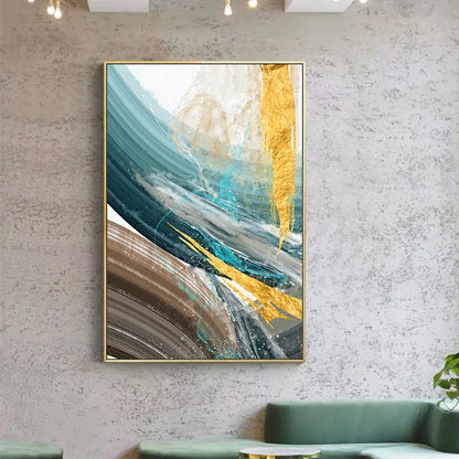 Abstract Green Brown Splash Canvas Art for Modern Home Decor