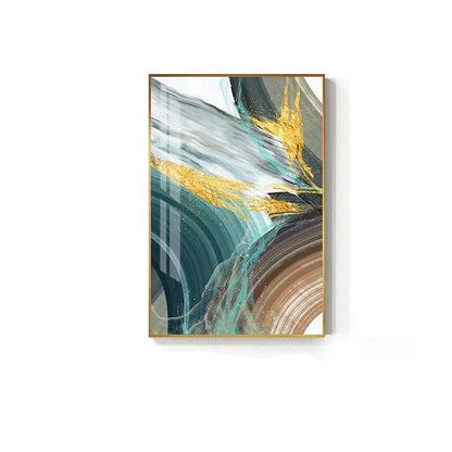 Abstract Green Brown Splash Canvas Art for Modern Home Decor