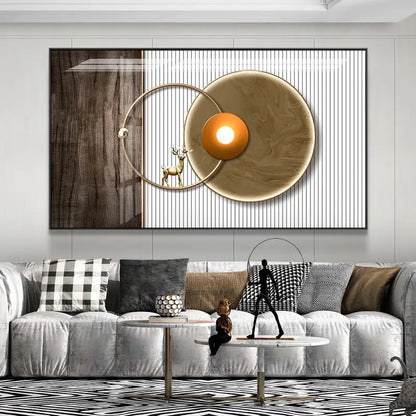 Abstract Sun & Moon Canvas Wall Art for Modern Loft Decor