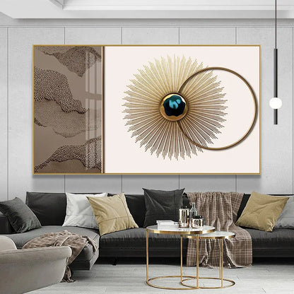 Abstract Sun & Moon Canvas Wall Art for Modern Loft Decor