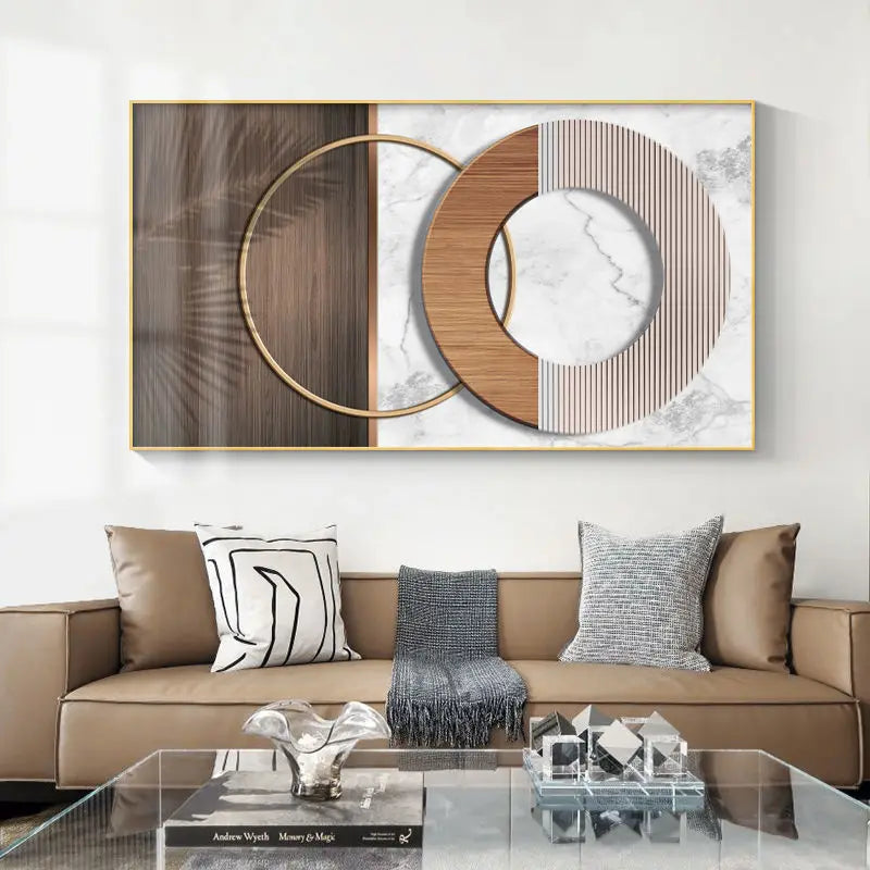 Abstract Sun & Moon Canvas Wall Art for Modern Loft Decor