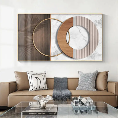 Abstract Sun & Moon Canvas Wall Art for Modern Loft Decor
