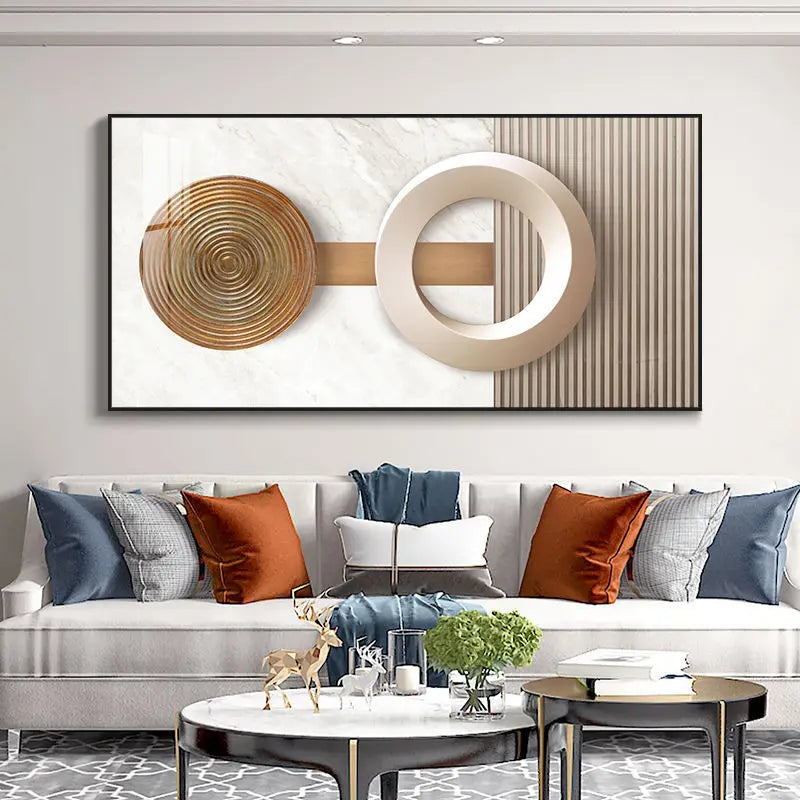 Abstract Sun & Moon Canvas Wall Art for Modern Loft Decor