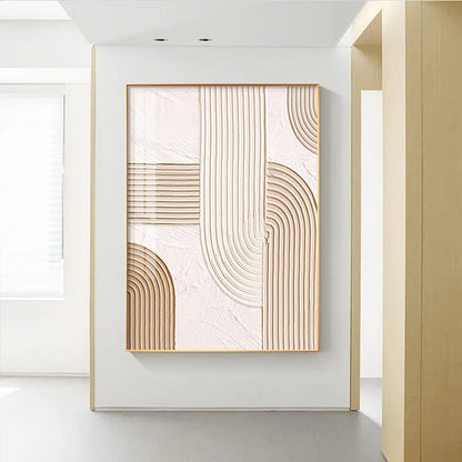 Beige Geometric Lines Modern Abstract Canvas Wall Art for Home Decor