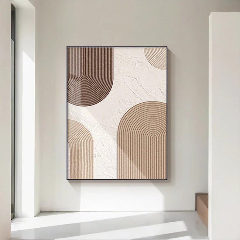 Beige Geometric Lines Modern Abstract Canvas Wall Art for Home Decor