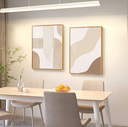 Beige Geometric Lines Modern Abstract Canvas Wall Art for Home Decor