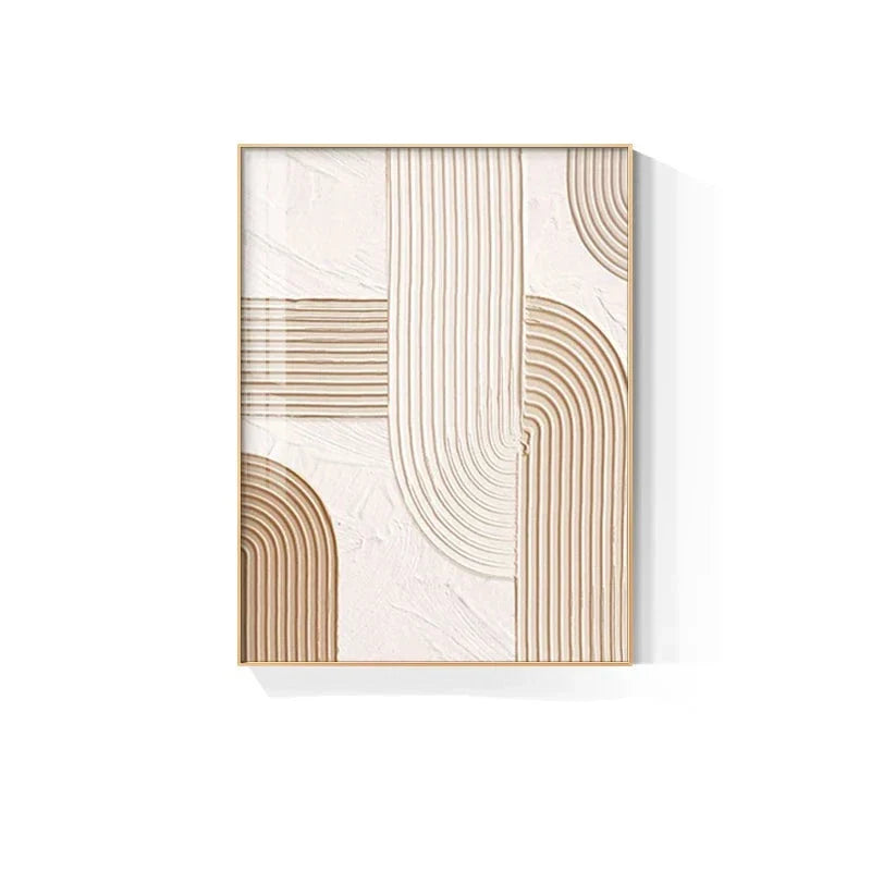 Beige Geometric Lines Modern Abstract Canvas Wall Art for Home Decor