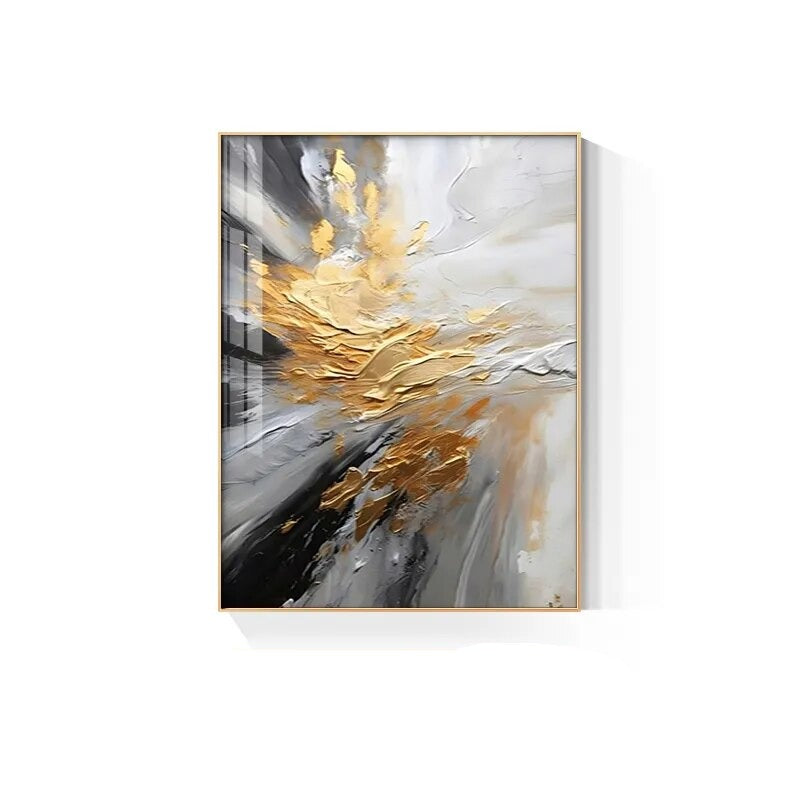 Black Gray Golden Storm Canvas Print Wall Art for Luxury Decor