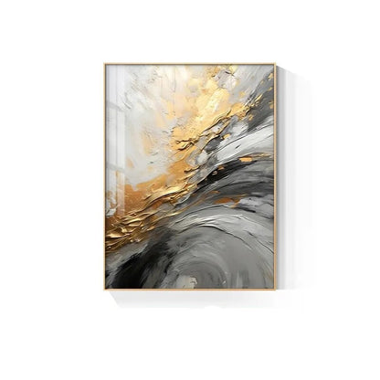Black Gray Golden Storm Canvas Print Wall Art for Luxury Decor