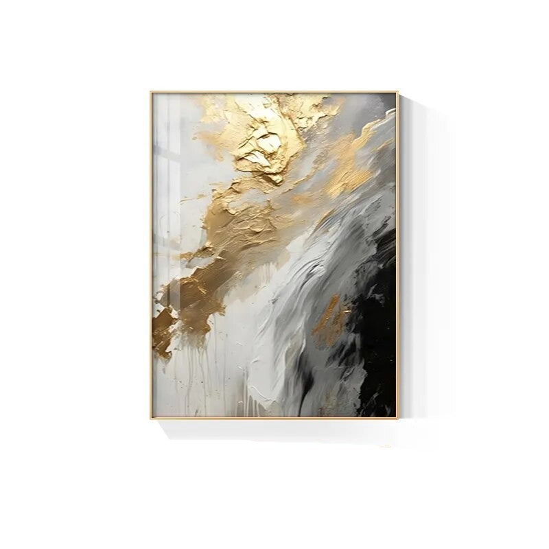 Black Gray Golden Storm Canvas Print Wall Art for Luxury Decor