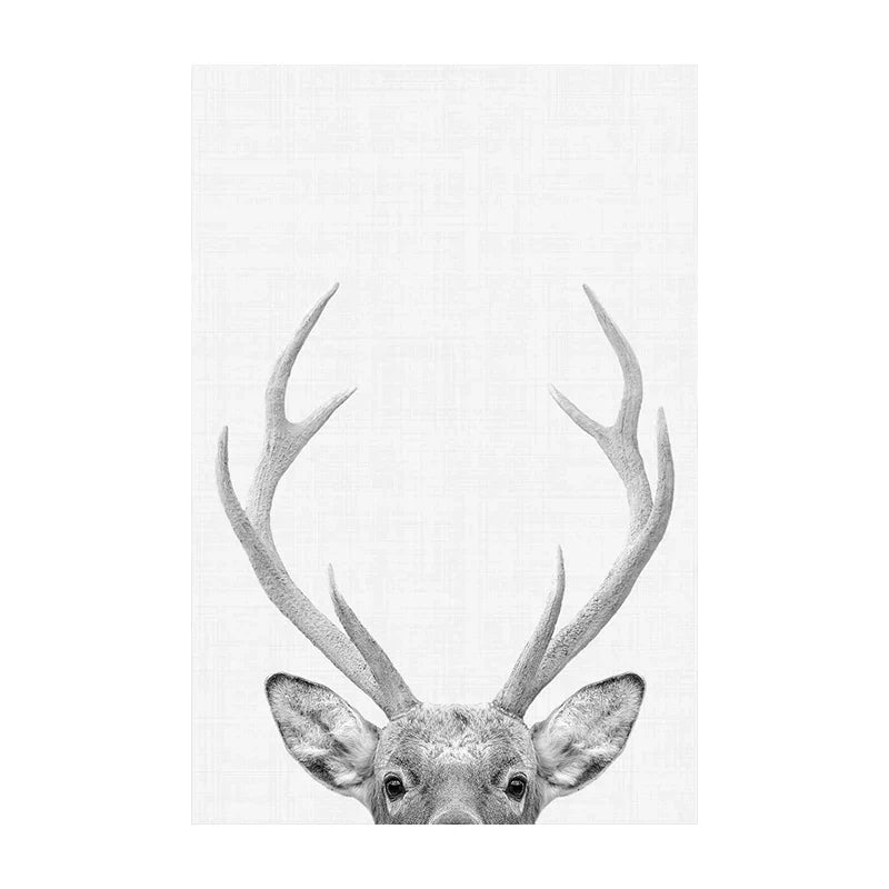 Black & White Wilderness Deer Eagle Landscape Canvas Wall Art Decor