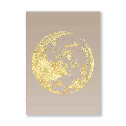Blue Minimalist Golden Abstract Floral Canvas Art for Luxury Decor
