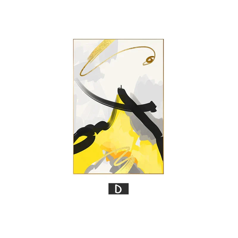 Colorful Abstract Yellow Grey Canvas Art for Modern Home Decor