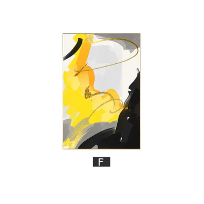 Colorful Abstract Yellow Grey Canvas Art for Modern Home Decor