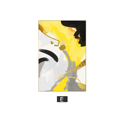 Colorful Abstract Yellow Grey Canvas Art for Modern Home Decor