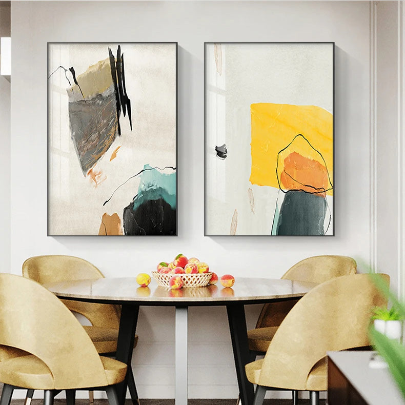 Colorful Minimalist Abstract Canvas Art for Living Room Decor