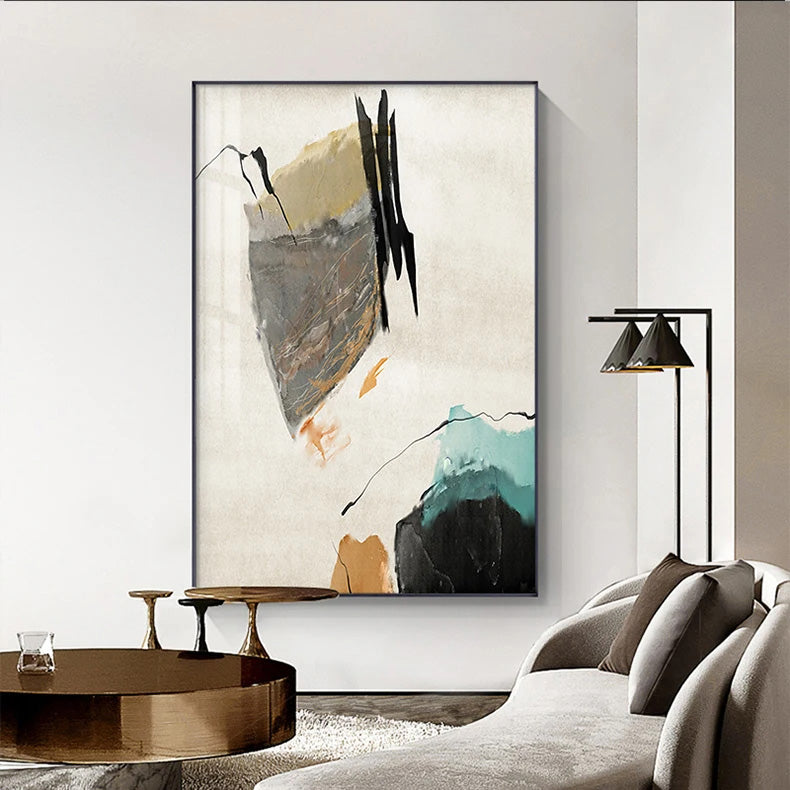 Colorful Minimalist Abstract Canvas Art for Living Room Decor