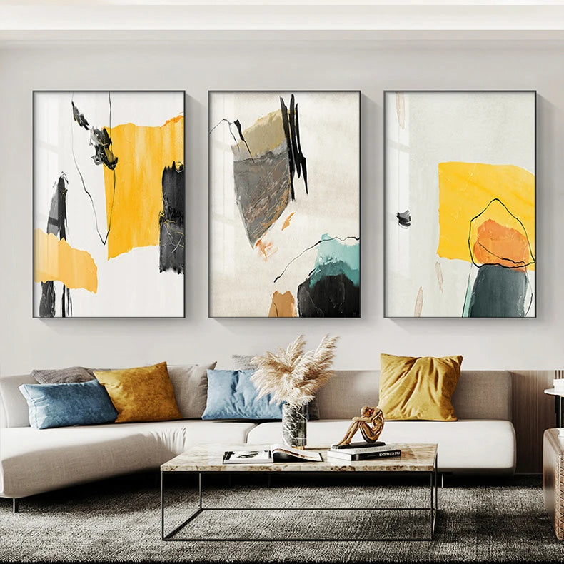 Colorful Minimalist Abstract Canvas Art for Living Room Decor