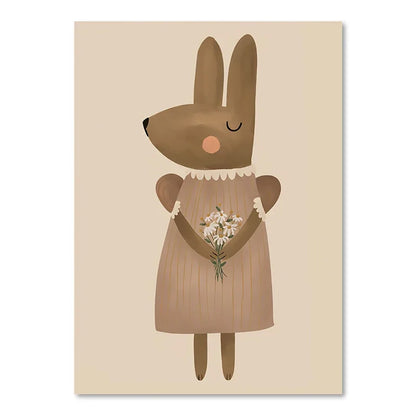 Cute Baby Animals Nursery Wall Art Canvas Prints for Kids' Room Decor