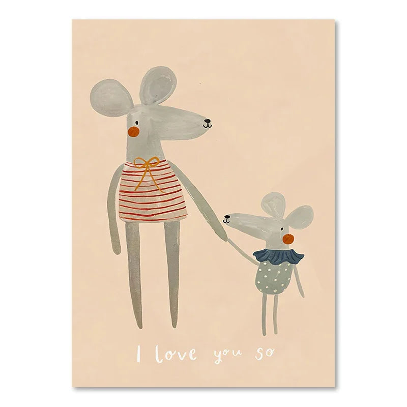 Cute Baby Animals Nursery Wall Art Canvas Prints for Kids' Room Decor