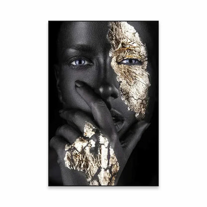 Golden Girl Fashion Canvas Art Print - Modern Abstract Portrait Decor