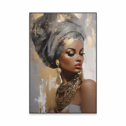 Golden Girl Fashion Canvas Art Print - Modern Abstract Portrait Decor