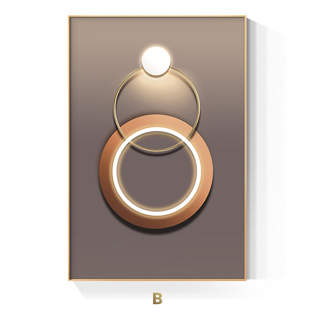 Golden Ring Abstract Wall Art Canvas Print for Luxury Home Decor