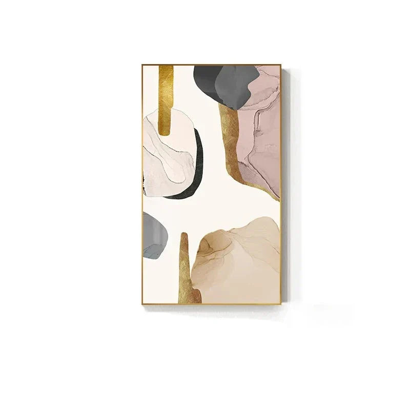 Mauve Beige Golden Abstract Canvas Wall Art for Modern Interiors