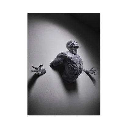 Minimalist Abstract Iron Statue Wall Art Canvas Print for Home Decor
