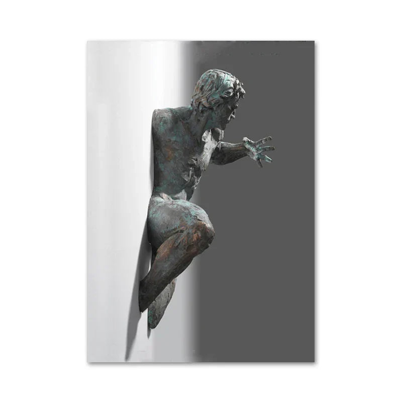 Minimalist Abstract Iron Statue Wall Art Canvas Print for Home Decor