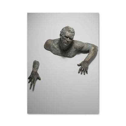 Minimalist Abstract Iron Statue Wall Art Canvas Print for Home Decor