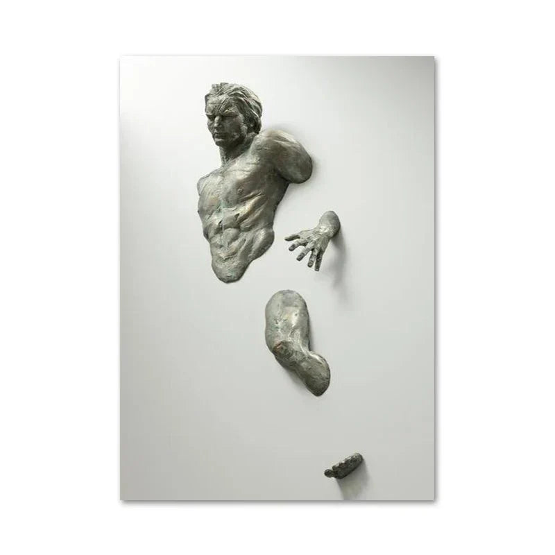 Minimalist Abstract Iron Statue Wall Art Canvas Print for Home Decor