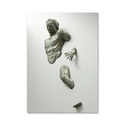 Minimalist Abstract Iron Statue Wall Art Canvas Print for Home Decor