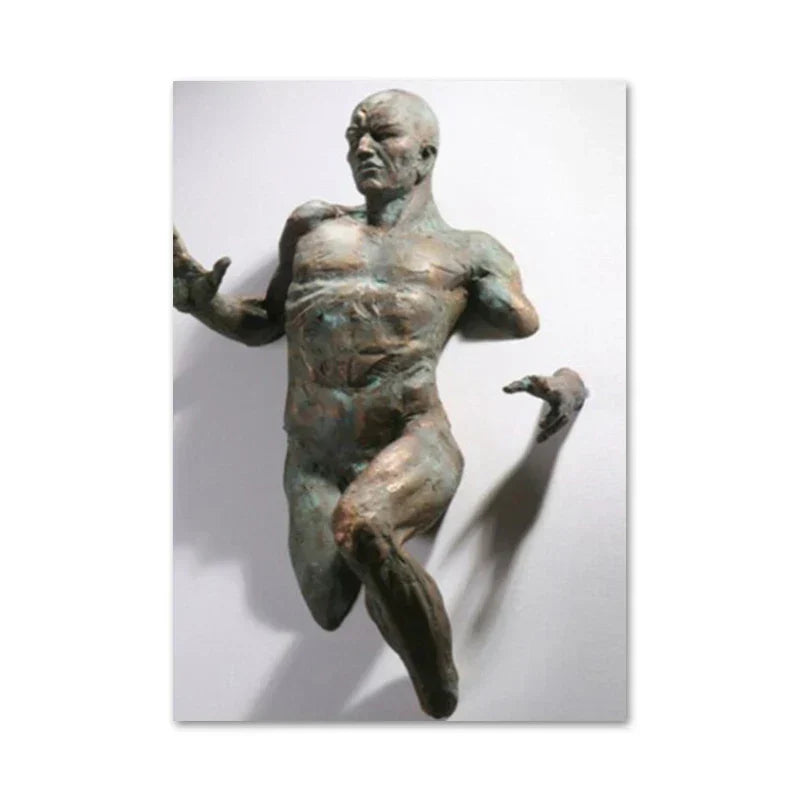 Minimalist Abstract Iron Statue Wall Art Canvas Print for Home Decor