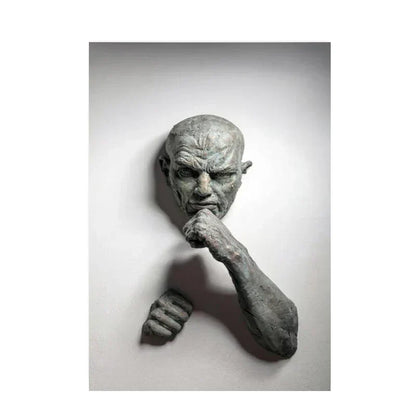 Minimalist Abstract Iron Statue Wall Art Canvas Print for Home Decor