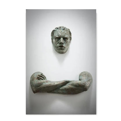 Minimalist Abstract Iron Statue Wall Art Canvas Print for Home Decor