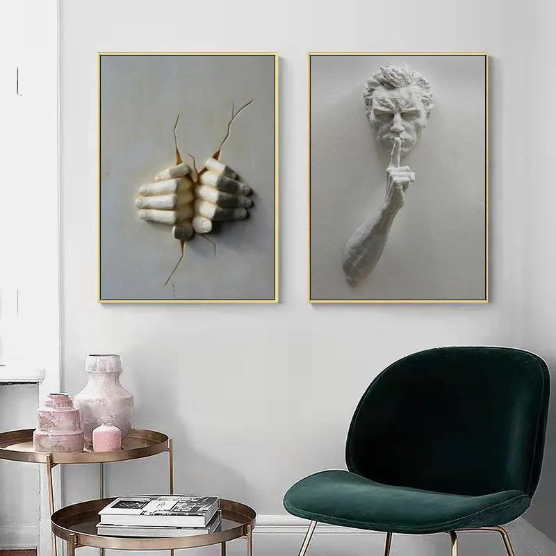 Minimalist Abstract Iron Statue Wall Art Canvas Print for Home Decor