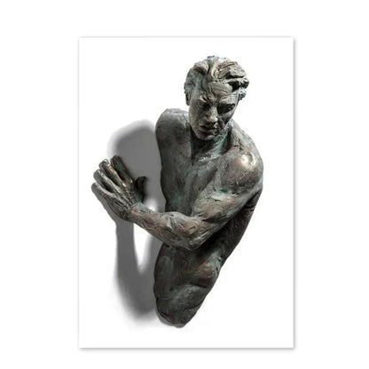 Minimalist Abstract Iron Statue Wall Art Canvas Print for Home Decor