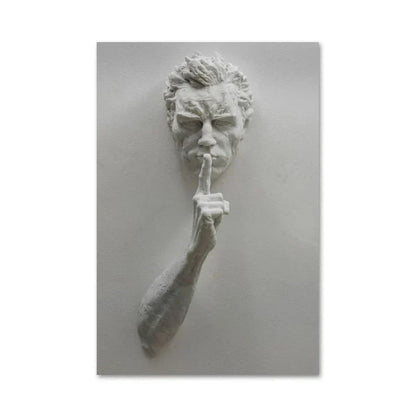 Minimalist Abstract Iron Statue Wall Art Canvas Print for Home Decor